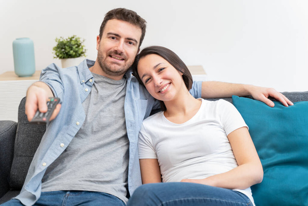 Couple feeling happy and spending time at home - Foto, imagen