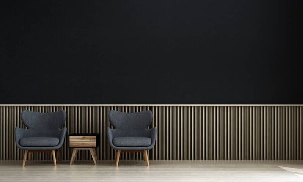 Modern cozy living room and black wall texture background interior design - Fotó, kép