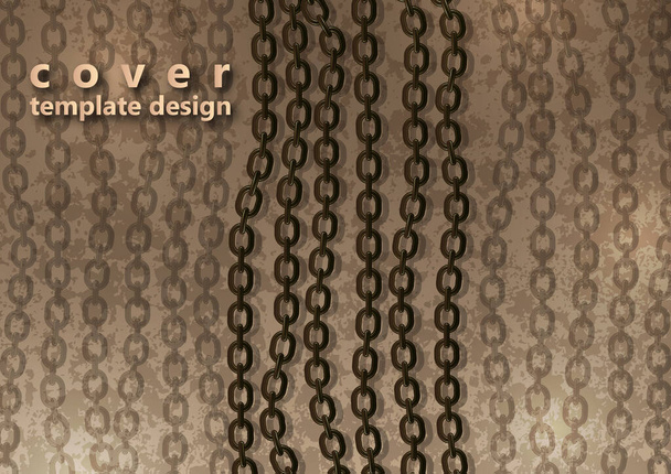 Абстрактная стальная цепь на фоне с текстурой. Трендовый дизайн обложки соблазняет. Векторная иллюстрация
 - Вектор,изображение