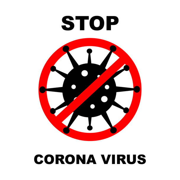 Coronavirus 2019-nCoV. Corona virus icon. Black on white background isolated. No Infection and Stop Coronavirus Concepts. Vector illustration. - Vektor, Bild