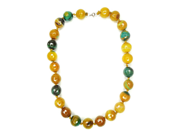 jewelry fashion beads necklace with natural stones crystals agate isolated                               - Foto, imagen