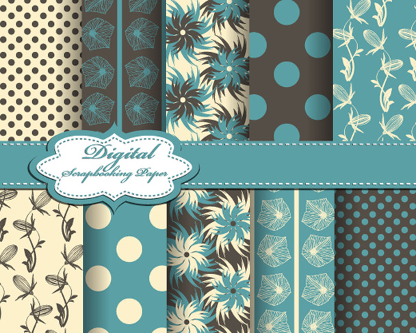 Set of vector abstract pattern paper for scrapbook - Vector, Image