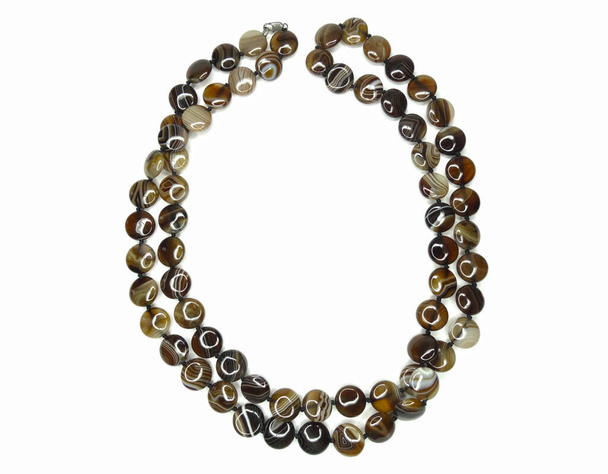 jewelry fashion beads necklace with natural stones crystals agate isolated                               - Фото, изображение
