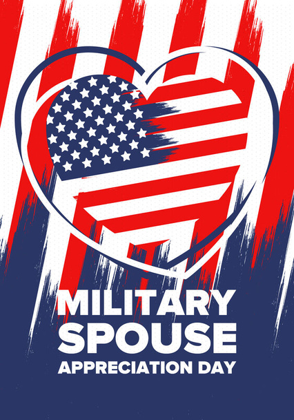 Katonai házastársi megbecsülés napja. Az Egyesült Államokban ünnepelték. A fegyveres erők házastársai hozzájárulásának, támogatásának és áldozatának nemzeti ünnepe. Plakát, kártya, banner. Vektor - Vektor, kép