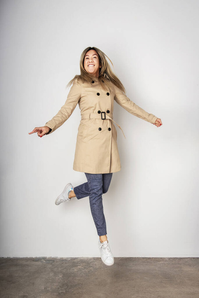Happy business adult woman jumping - Photo, Image