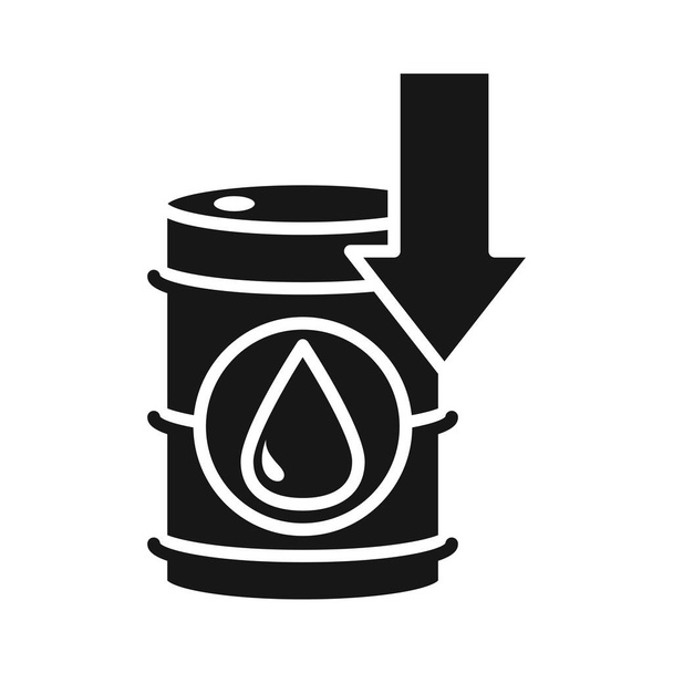downward barrel trade crisis economy, oil price crash silhouette style icon - Vector, afbeelding