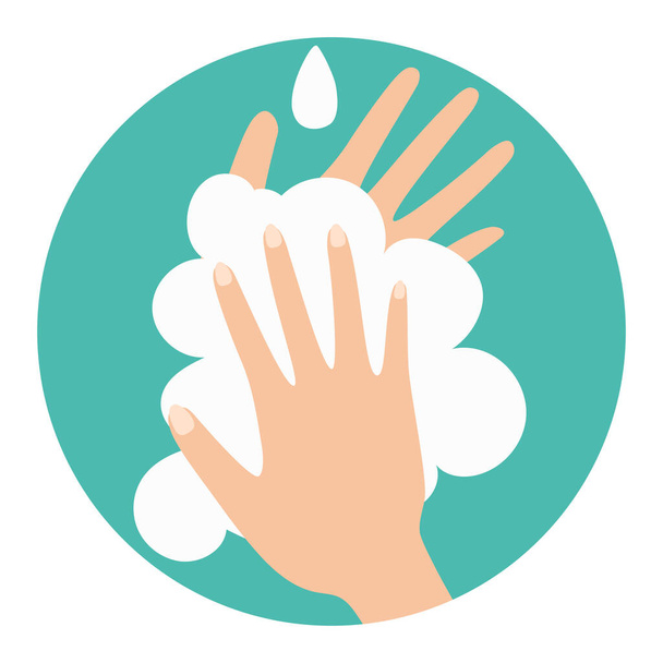 Pese kädet saippualla viruksen ja bakteerien ehkäisemiseksi. Vektoriesimerkki
 - Vektori, kuva