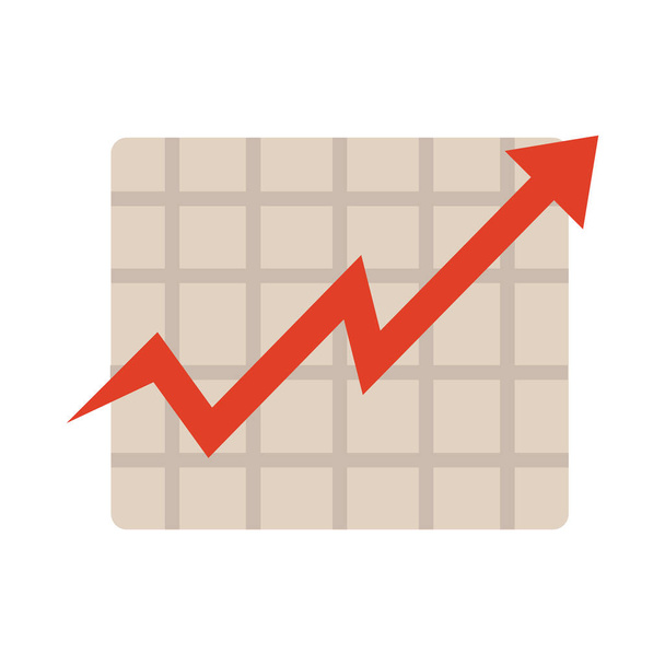 statistieken grafiek pijl omhoog, stijgende voedselprijzen, flat style icoon - Vector, afbeelding