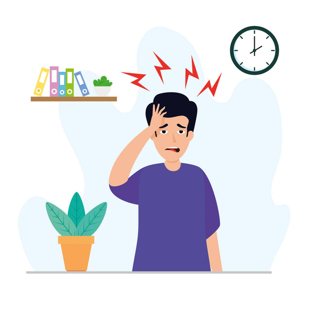 man with stress attack icon - Vector, Image