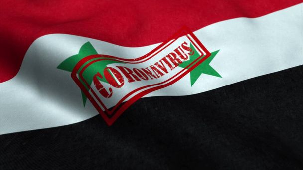 Carimbo de coroonavírus na bandeira da Síria. Conceito de coronavírus. Renderização 3d
 - Foto, Imagem