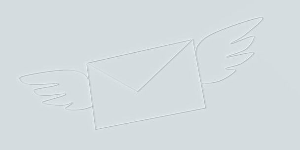 Flying white envelope on a white background. Letter with wing. 3d illustration - Photo, Image