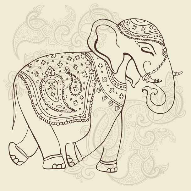 Elephant. Indian style. - Διάνυσμα, εικόνα
