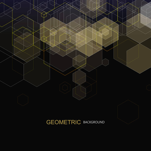 Technicky geometrické černé pozadí s šestiúhelníkovou texturou. Návrh vektoru - Vektor, obrázek