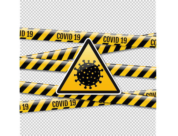 Danger Coronavirus Sign And Ribbons Isolated Transparent Background - Vector, Image