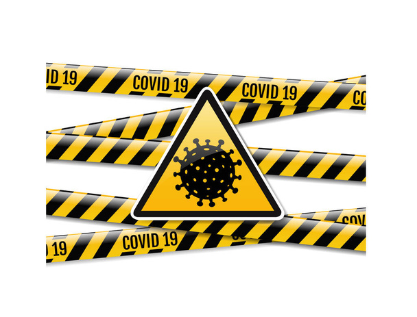 Danger Coronavirus Sign And Ribbons Isolated Transparent Background - Vector, Image