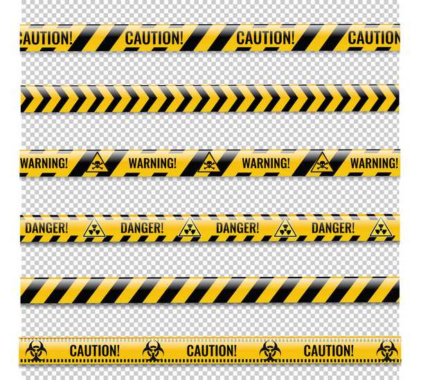Danger Ribbons Set Isolated Transparent Background - Vector, Image