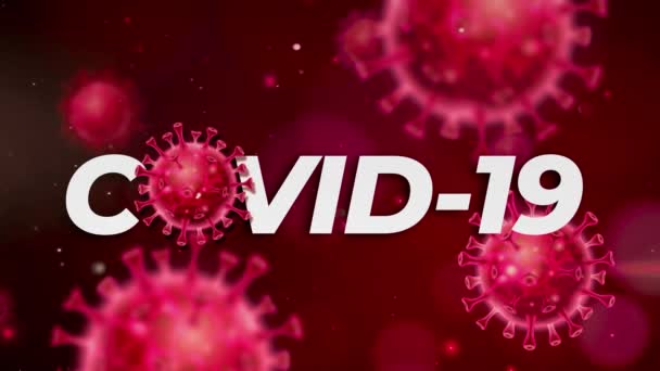 Covid-19 Woord drijvend met virussen op bloed - Video