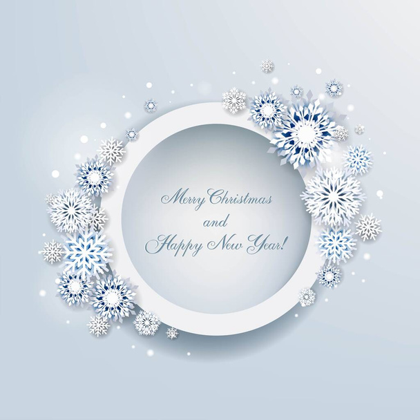 Merry Christmas Card With Snowflakes - Vector, Image