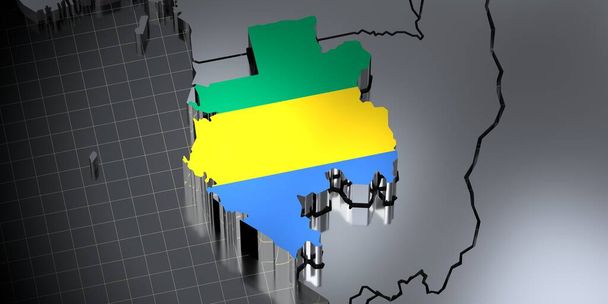 Габон - кордони і прапор - 3D ілюстрація - Фото, зображення