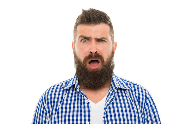 what is going on. Making haircut look perfect. getting haircut by hairdresser. Hipster client visit barber shop. male beauty portrait. well-groomed bearded man. surprised mature man. Male barber care - 写真・画像