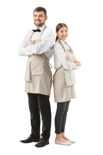 Портрет официантов на белом фоне
 - Фото, изображение
