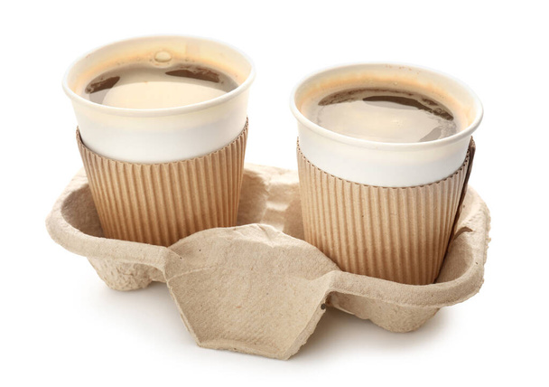 Кубки на вынос кофе на белом фоне
 - Фото, изображение