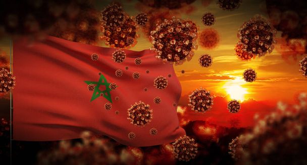 COVID-19 Coronavirus 2019-nConcept de verrouillage de l'épidémie de virus Cov avec drapeau du Monténégro. Illustration 3D
. - Photo, image