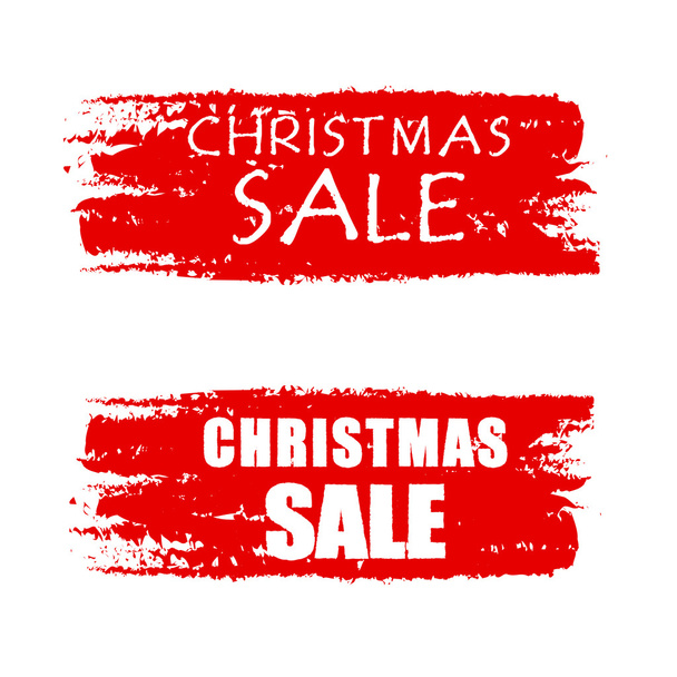 Christmas sale on red drawn banners - Zdjęcie, obraz