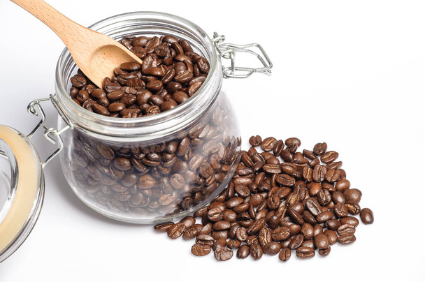 roasted coffee in a jar on white background - Foto, immagini