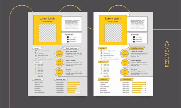 Nowoczesny życiorys, Infografika wektora układu biznesowego - żółty i biały życiorys / szablon cv - Wektor, obraz