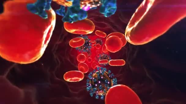 Virus Attack Blood is bewegingsmateriaal voor wetenschappelijke films en filmische in de medische. Ook goede achtergrond voor scène en titels, logo 's. - Video