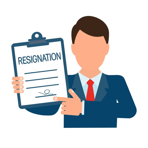 The resignation of a politician, businessman. Vector image, flat style, white background. - Vector, Image