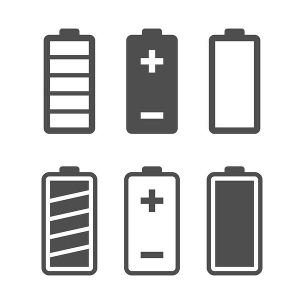 充電レベルインジケータ付きのバッテリベクトルアイコンセット - ベクター画像
