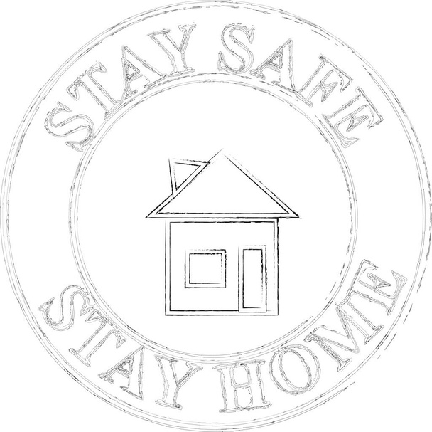 Stay Safe Stay Home Podpisz i stempluj reklamy, banery, plakaty i naklejki - Wektor, obraz