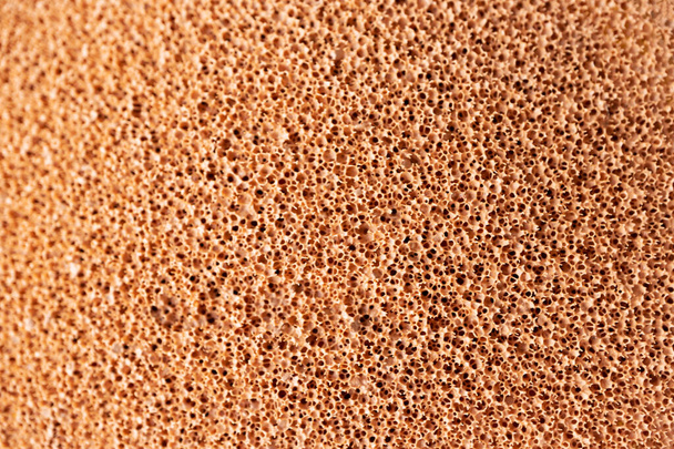 Smink szivacs közelkép textúra. Makroporózus bézs háttér - Fotó, kép