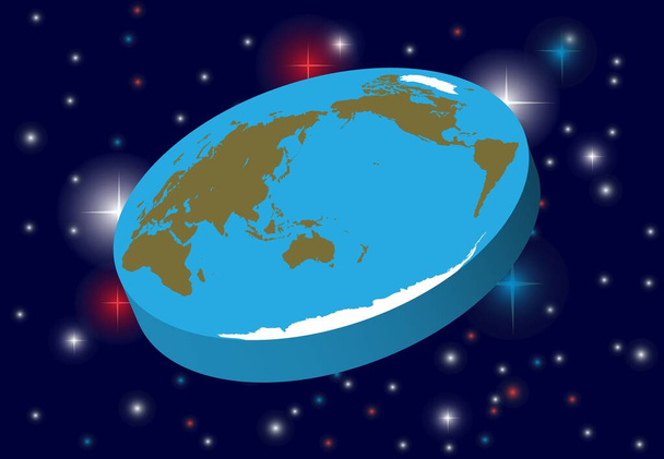 Planète plate Terre dans l'espace. Étoiles et nébuleuse sur fond sombre
 - Vecteur, image