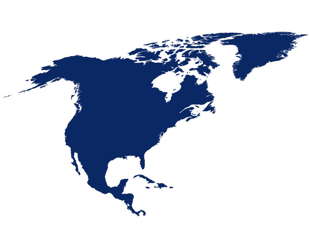 Map of North America in blue colour - Vector, Image