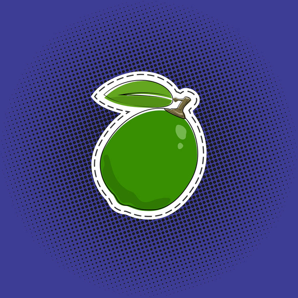 Fruit limoen sticker op een pop art achtergrond - Vector, afbeelding