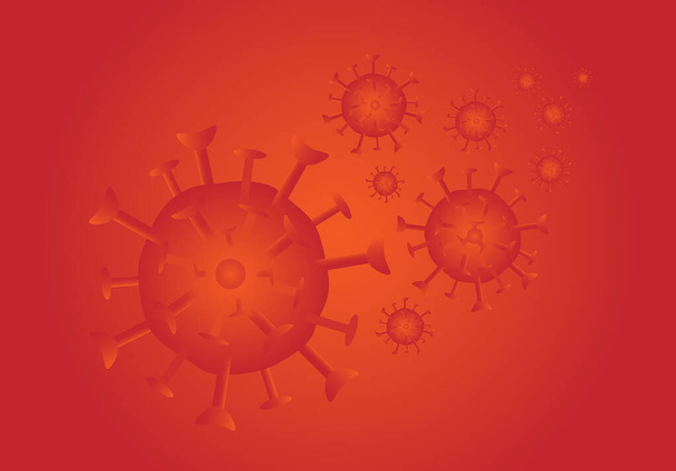 Farbe des Coronavirus mit gefährlichem auf rotem Hintergrund. - Foto, Bild