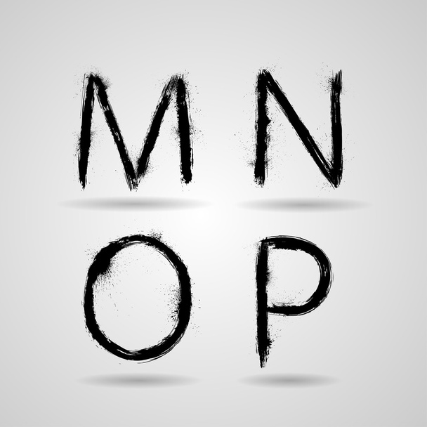 Vector grunge alphabet - M,N,O,P - Вектор,изображение