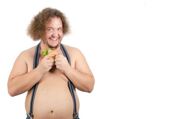 Homme gras drôle sur un régime alimentaire
. - Photo, image