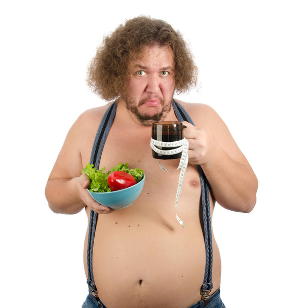 Смішний товстий чоловік на дієті
. - Фото, зображення