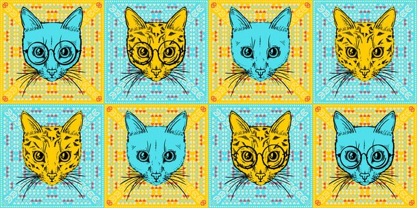 Барвистий кіт, портрет поп-арту
 - Вектор, зображення