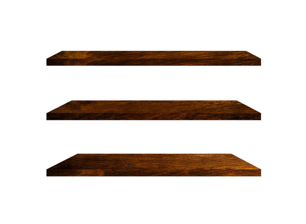 Drie houten planken geïsoleerd op witte achtergrond met knippad voor uw product of ontwerp - Foto, afbeelding