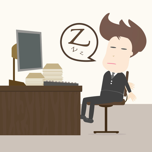 biznesmen spadnie snu w miejscu pracy. - Wektor, obraz