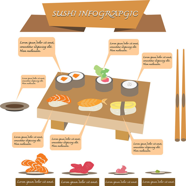 sushi infographics set. - Vector, Image