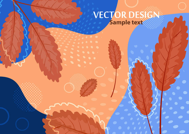 Creative bright abstract background with leaves and branches. Template for your design with space for text. Vector illustration - Vector, Image