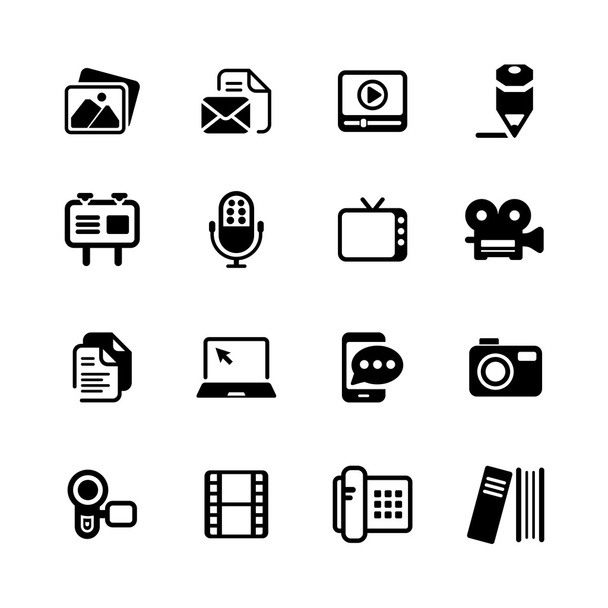 multimédia ikonok alapvető fekete sorozat - Vektor, kép