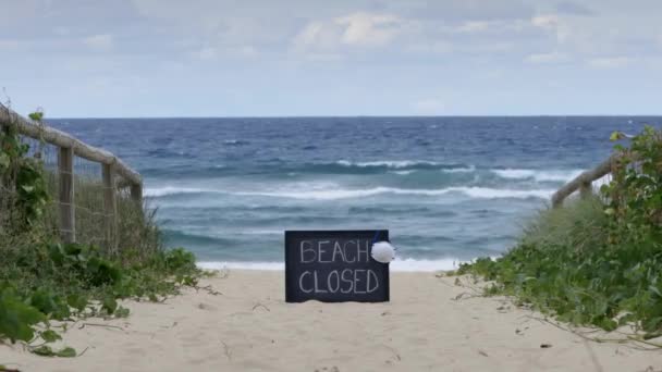 beach closed, covid 19 virus, beach closed or shutdown concept amid coronavirus fears and panic over contagious virus spread, 2019-ncov forces international governments to lockdown beaches worldwide - Footage, Video