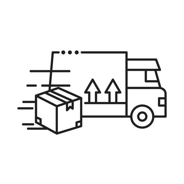 Доставка фургона с иконкой типа box line
 - Вектор,изображение